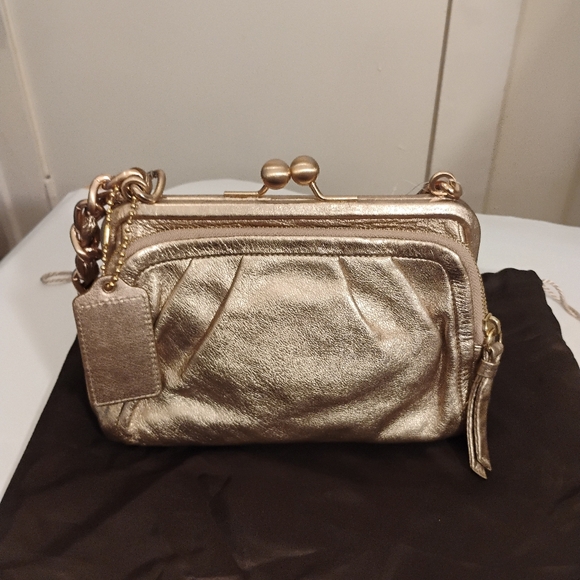 Coach Parker Kisslock Chain Women's Bag in Rose Gold New Display - Picture 14 of 16